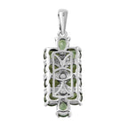 Natürlicher, grüner Apatit und weißer Zirkon-Anhänger, 925 Silber platiniert ca. 3.96 ct