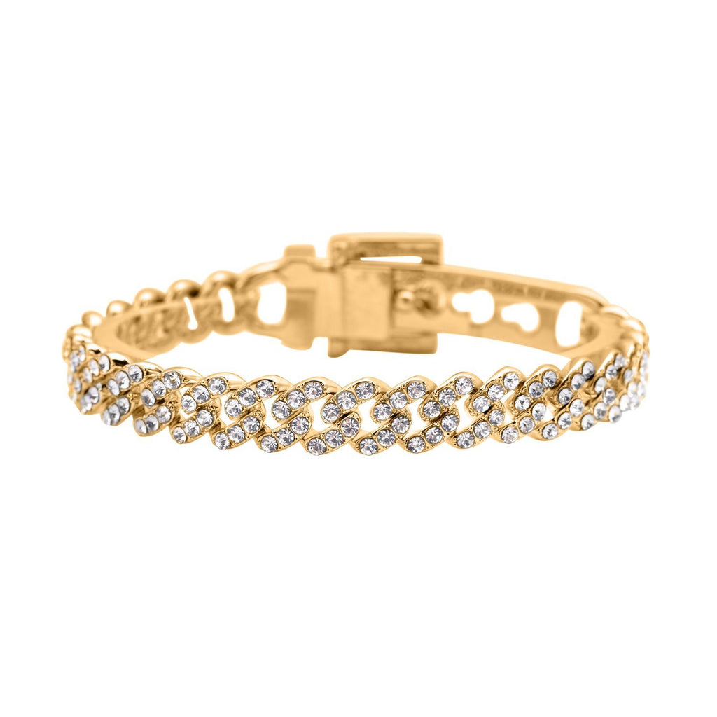 Weißes Kristall Armband, ca. 18 cm, goldfarben