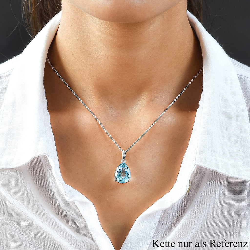 Himmelblauer Topas-Anhänger, 925 Silber platiniert ca. 9,75 ct