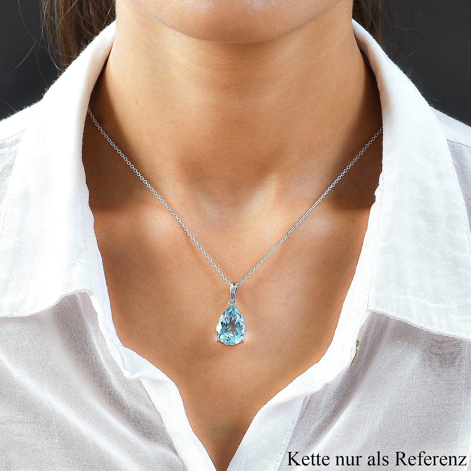 Himmelblauer Topas-Anhänger, 925 Silber platiniert ca. 9,75 ct