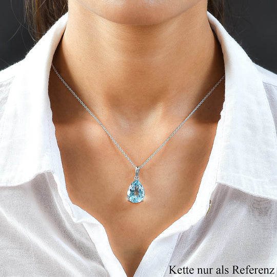 Himmelblauer Topas-Anhänger, 925 Silber platiniert ca. 9,75 ct