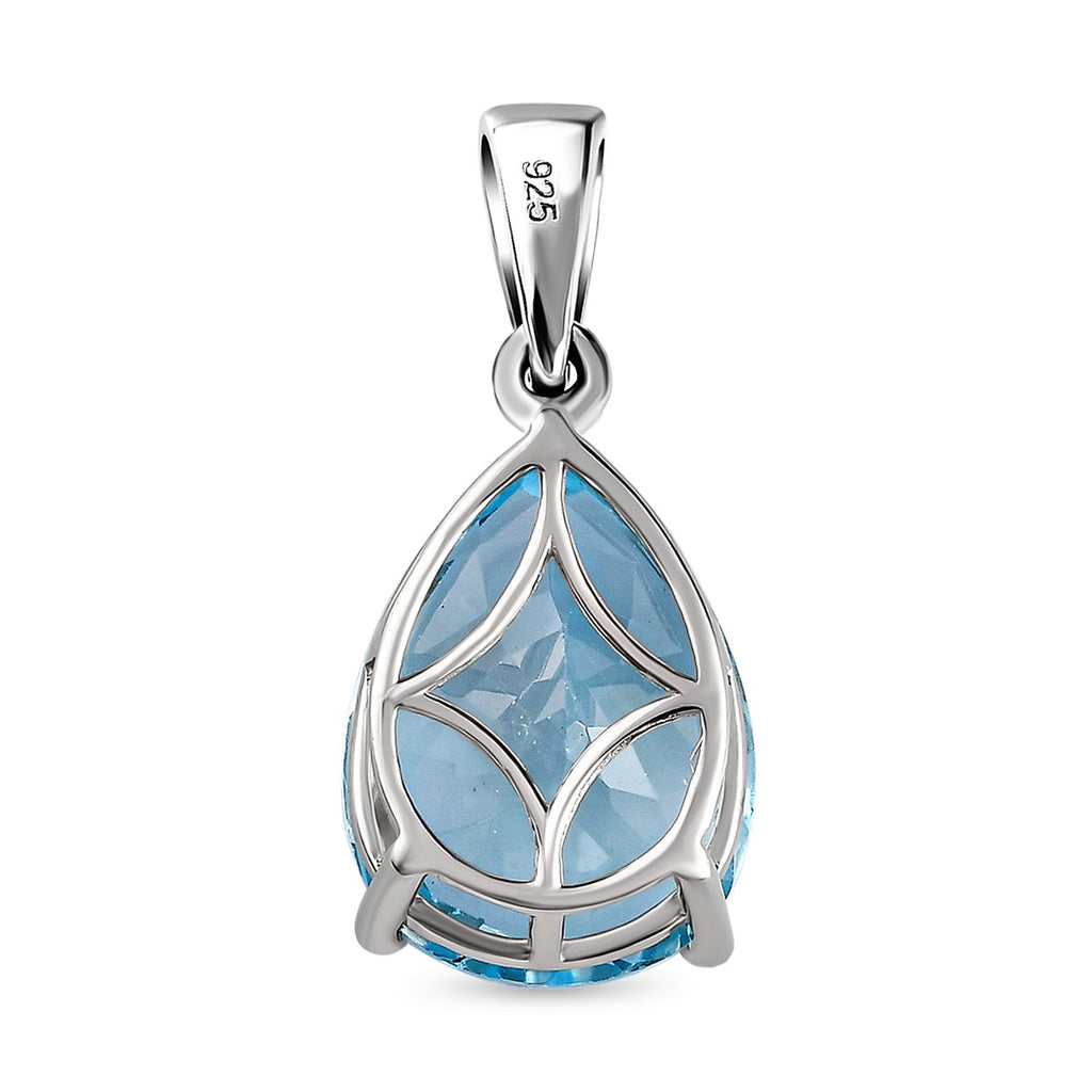 Himmelblauer Topas-Anhänger, 925 Silber platiniert ca. 9,75 ct
