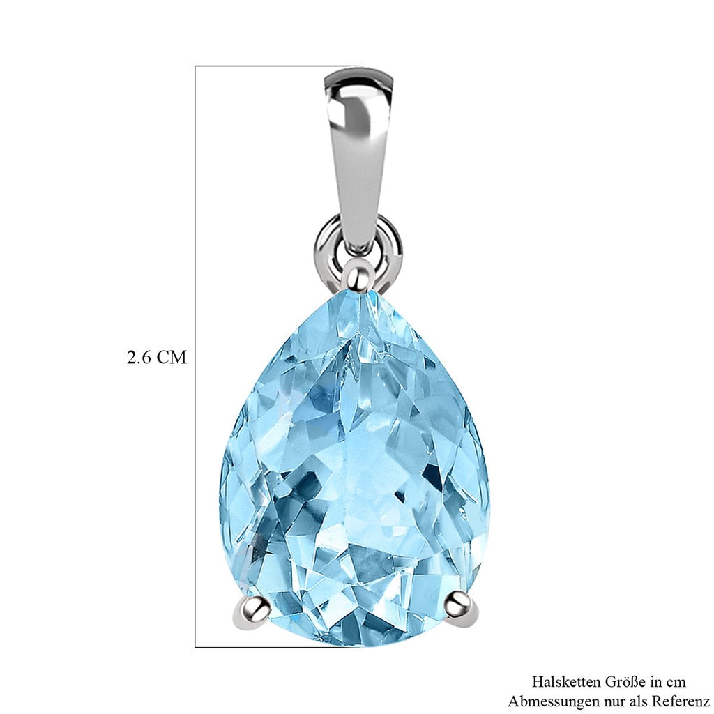 Himmelblauer Topas-Anhänger, 925 Silber platiniert ca. 9,75 ct