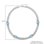 Künstliche, blaue Katzeaugen Halskette, ca. 50 cm, reiner Edelstahl ca. 25,00 ct