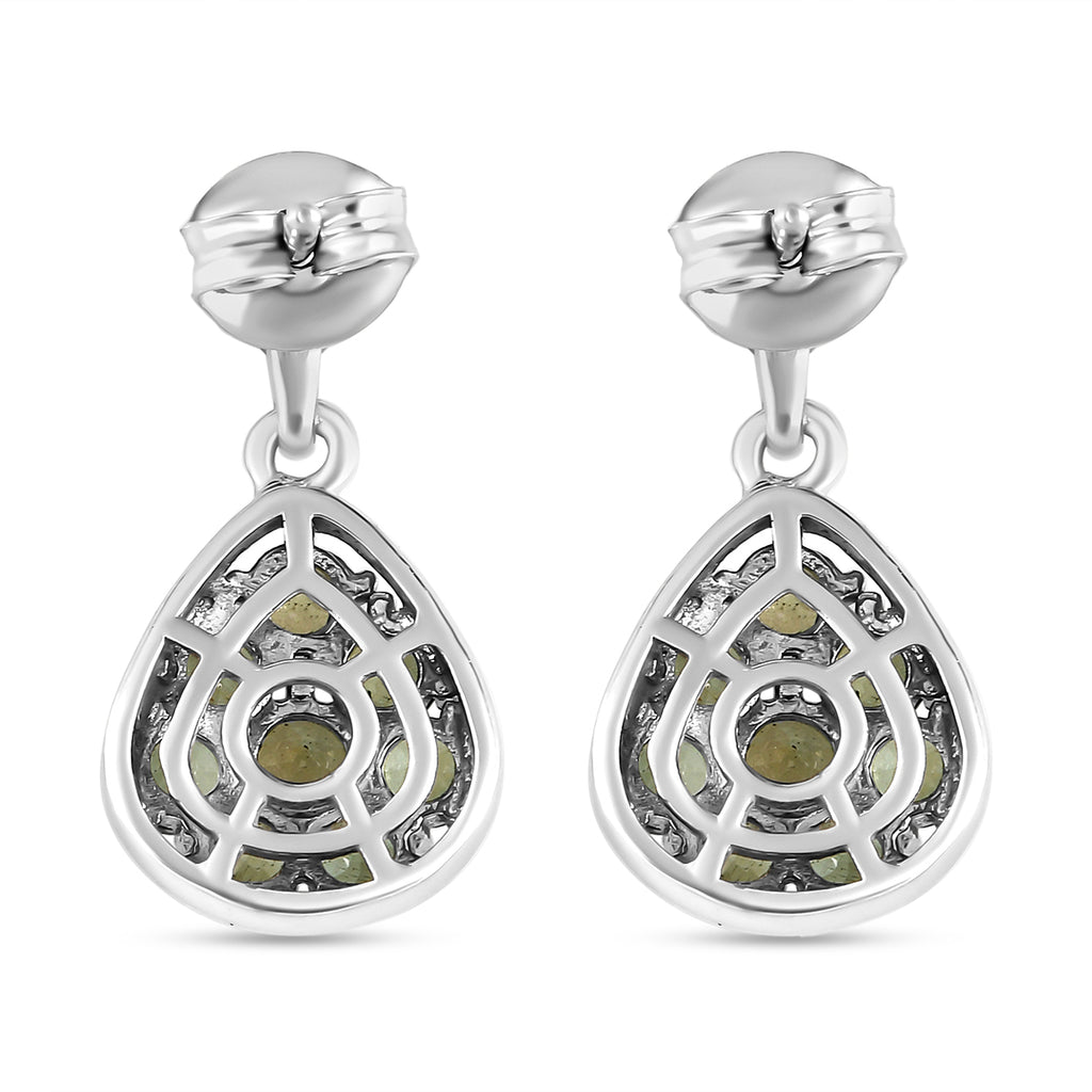 Natürliche, grüne Apatit-Ohrringe, 925 Silber platiniert ca. 2.06 ct