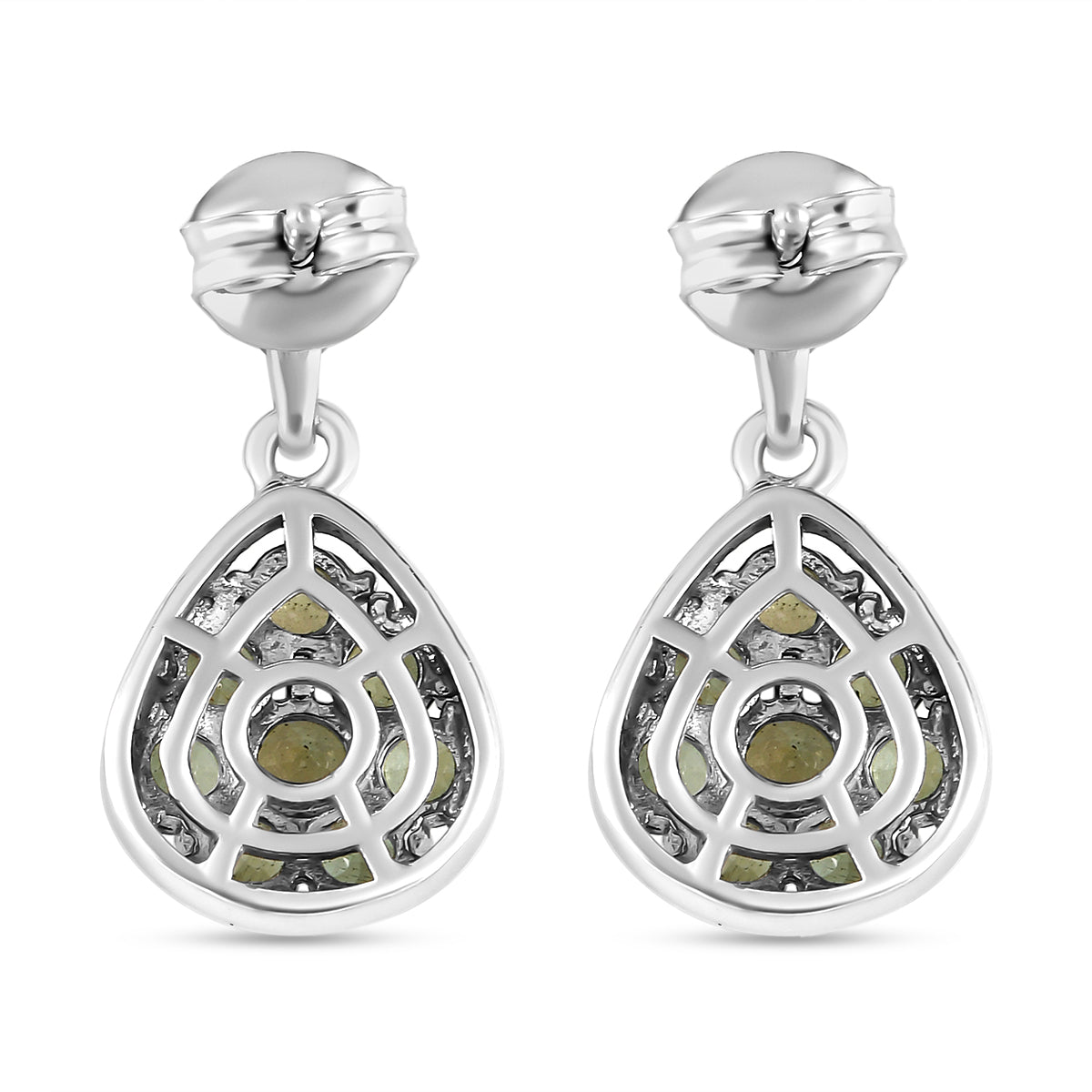 Natürliche, grüne Apatit-Ohrringe, 925 Silber platiniert ca. 2.06 ct