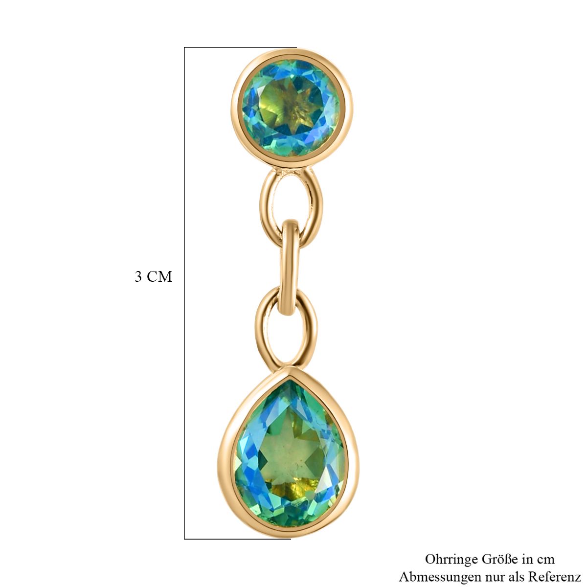 Pfau Triplett Quarz Ohrringe, 925 Silber vergoldet ca. 5,34 ct