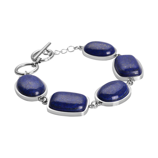 Lapislazuli-Armband, ca. 19 cm, Edelstahl ca. 80.00 ct