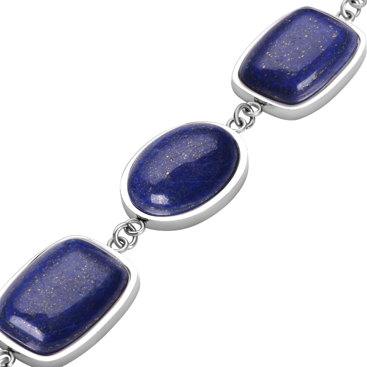 Lapislazuli-Armband, ca. 19 cm, Edelstahl ca. 80.00 ct