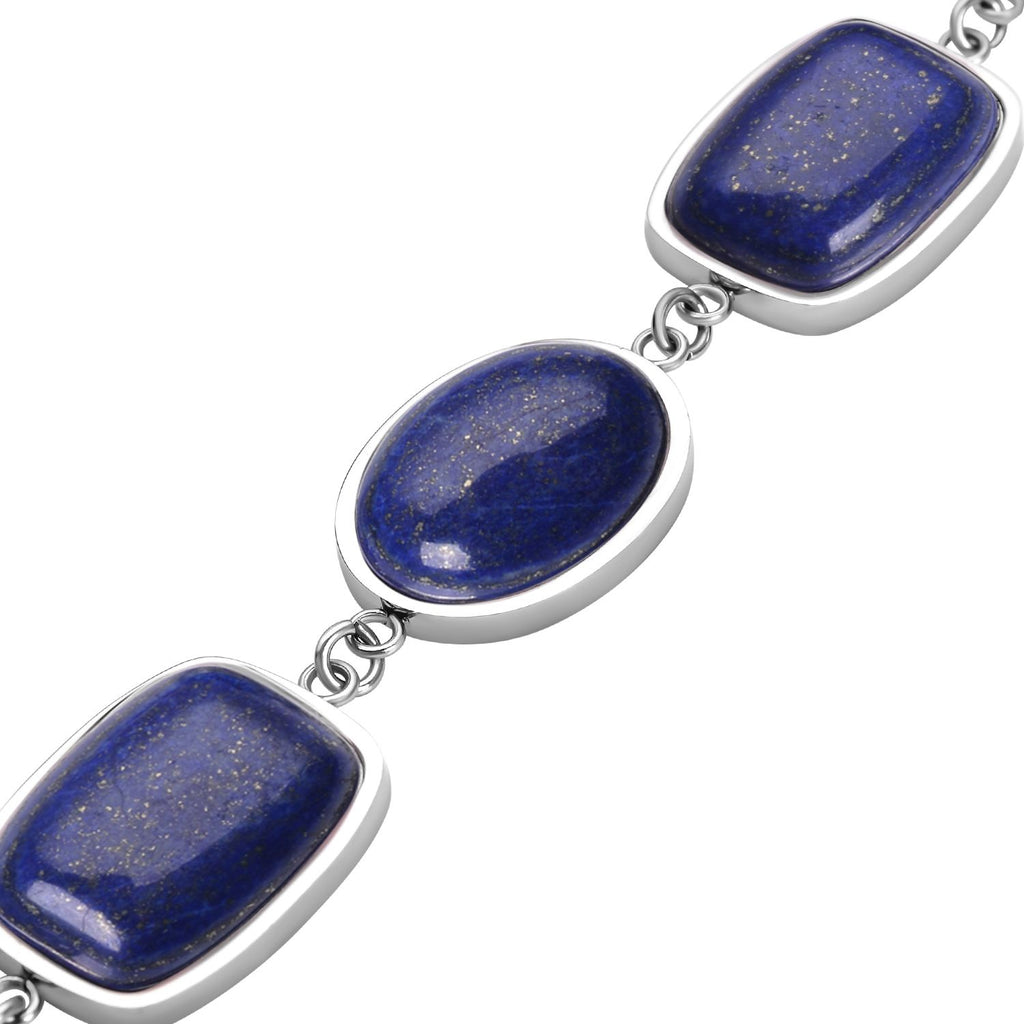 Lapislazuli-Armband, ca. 19 cm, Edelstahl ca. 80.00 ct