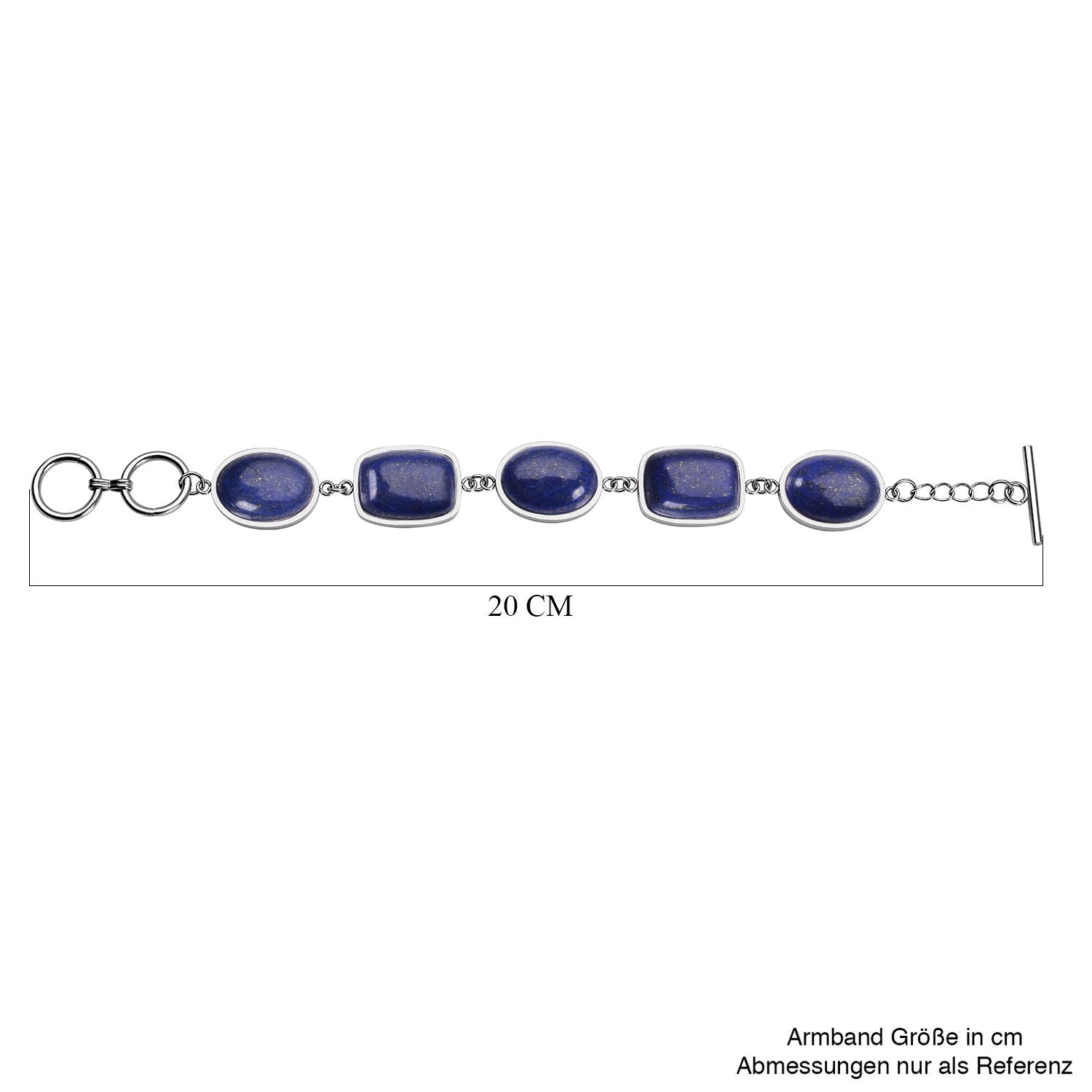 Lapislazuli-Armband, ca. 19 cm, Edelstahl ca. 80.00 ct