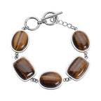 Gelbes Tigerauge-Armband, ca. 19 cm, Edelstahl ca. 80.00 ct
