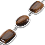 Gelbes Tigerauge-Armband, ca. 19 cm, Edelstahl ca. 80.00 ct