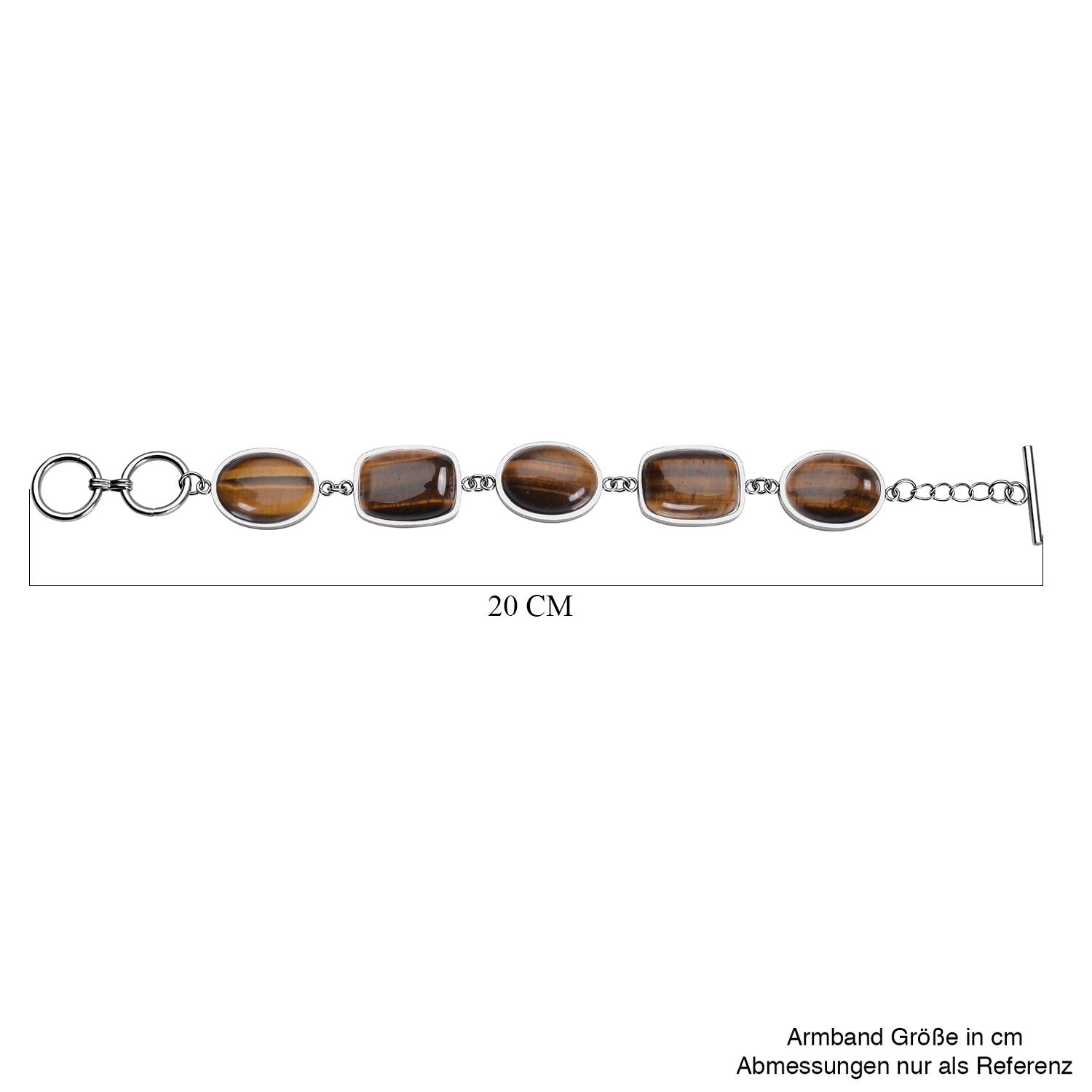 Gelbes Tigerauge-Armband, ca. 19 cm, Edelstahl ca. 80.00 ct