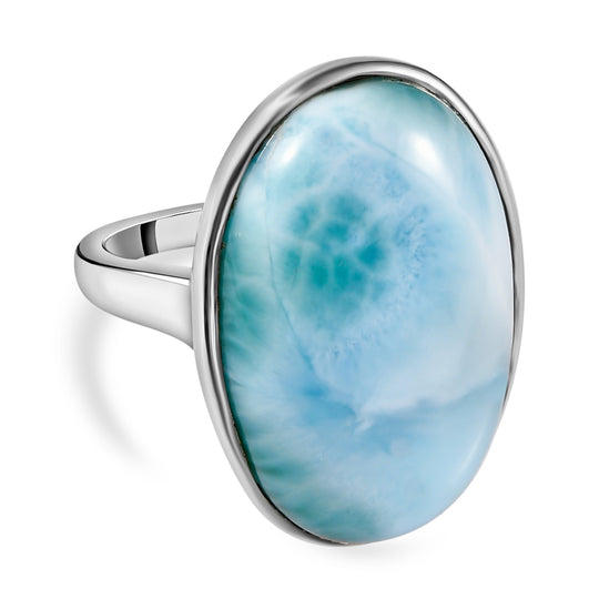 Larimar Ring, 925 Silber platiniert ca. 25,98 ct