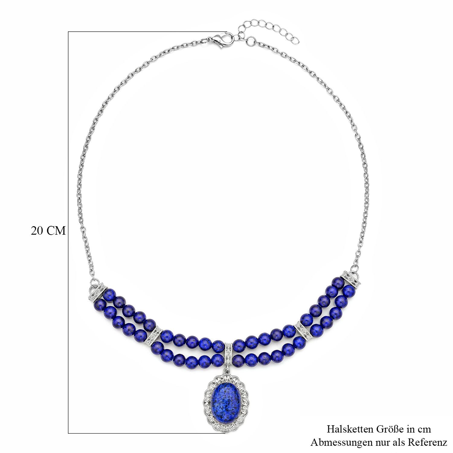 Lapislazuli Halskette, ca. 45 cm, silberfarben ca. 96.00 ct