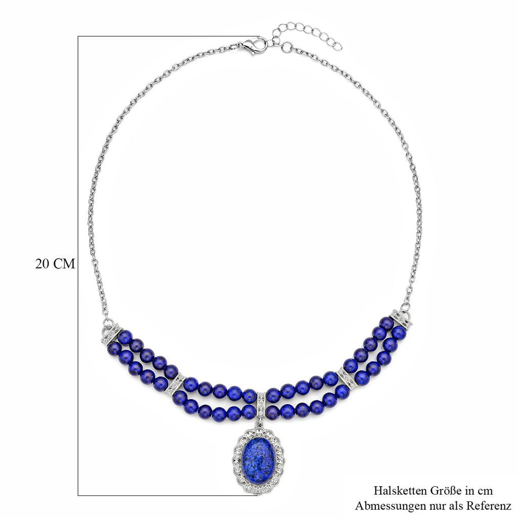 Lapislazuli Halskette, ca. 45 cm, silberfarben ca. 96.00 ct