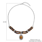 Gelbe Tigerauge Halskette, ca. 45 cm, silberfarben ca. 96.00 ct