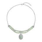 Grüne Aventurin Halskette, ca. 45 cm, silberfarben ca. 96,00 ct