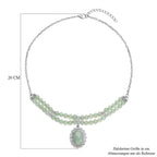 Grüne Aventurin Halskette, ca. 45 cm, silberfarben ca. 96,00 ct