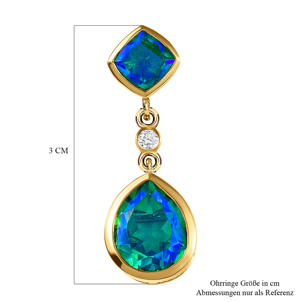 Pfau Triplett Quarz Ohrringe, 925 Silber vergoldet ca. 9,77 ct