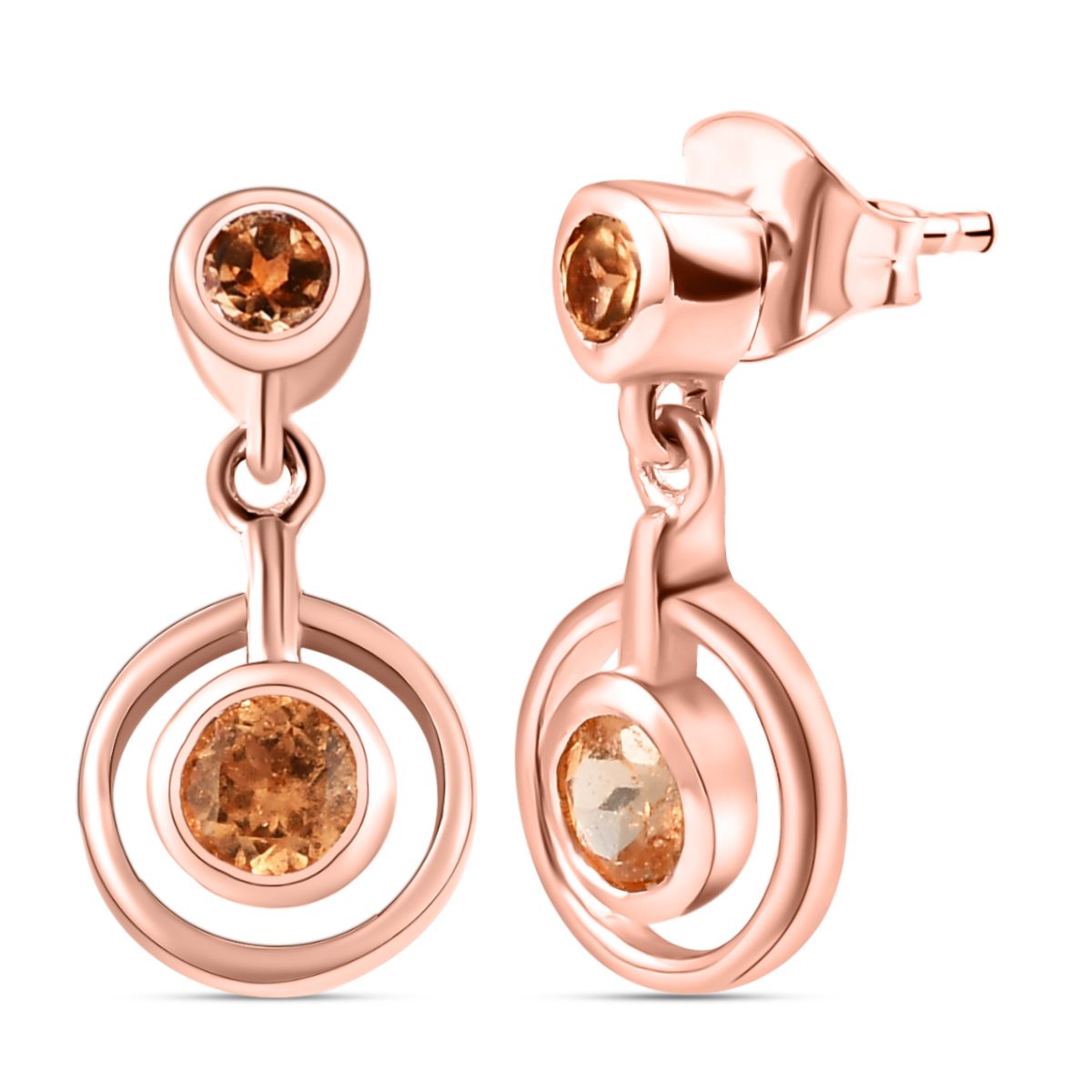 AA Ceylon kaiserliche Granat Ohrringe, 925 Silber rosévergoldet ca. 0.99 ct