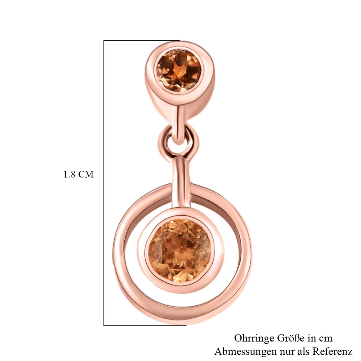 AA Ceylon kaiserliche Granat Ohrringe, 925 Silber rosévergoldet ca. 0.99 ct