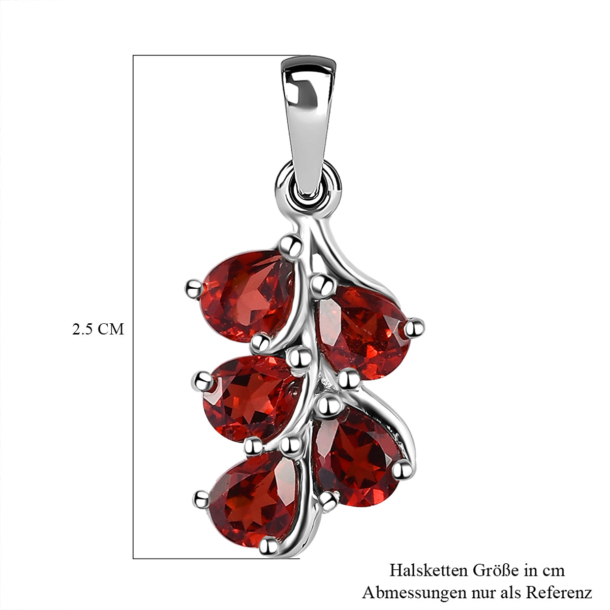 Natürlicher Mosambik Granat-Anhänger, 925 Silber platiniert ca. 1.92 ct