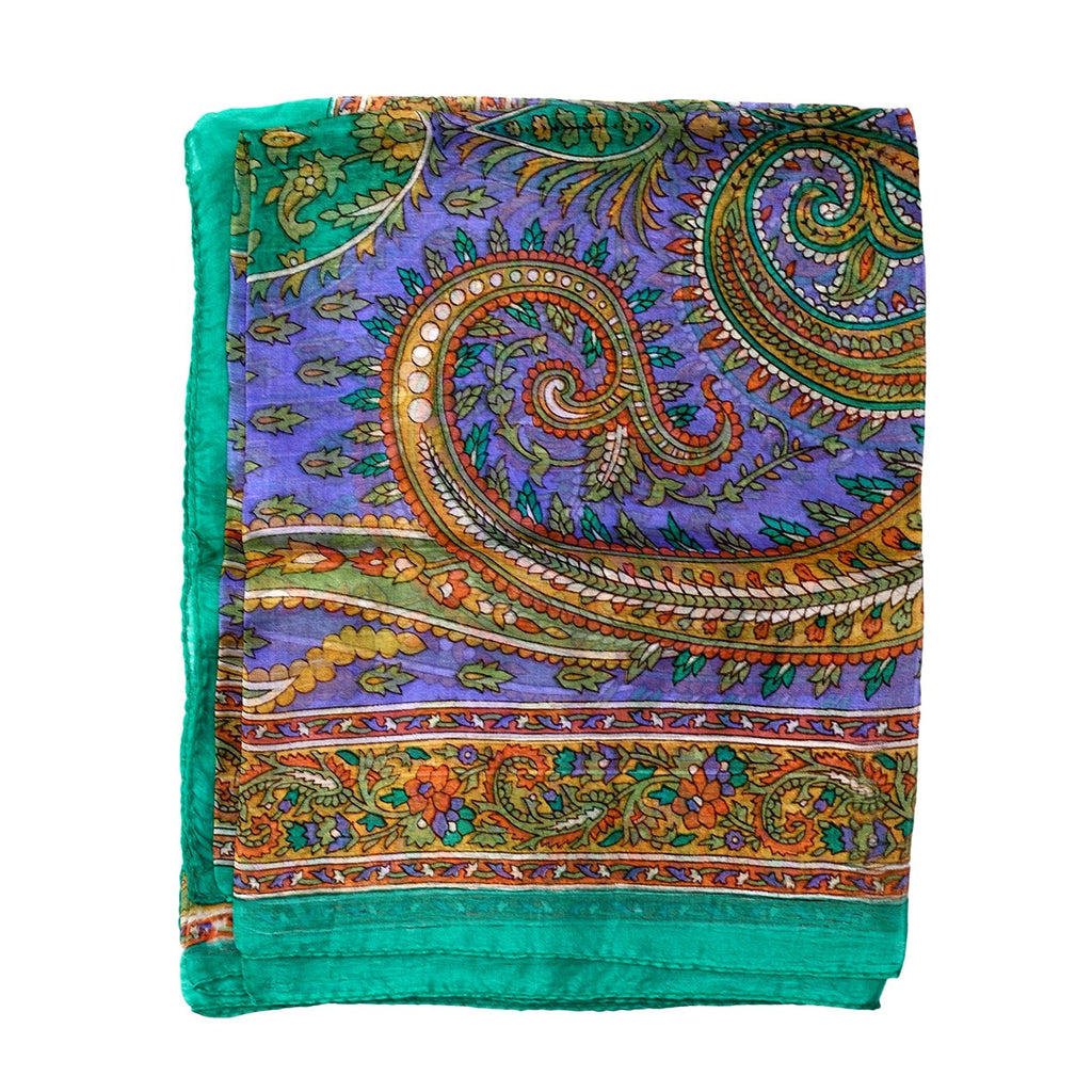 100% satin-Seidenschal, bedruckt mit Kartenmuster, 50x160cm, Grün