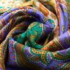 100% satin-Seidenschal, bedruckt mit Kartenmuster, 50x160cm, Grün