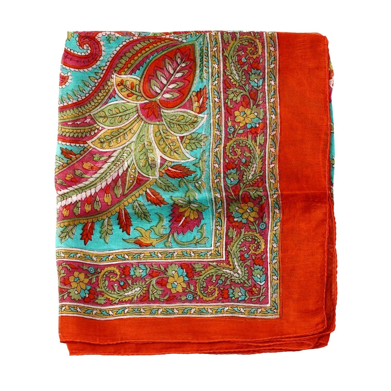 100% Satin-Seidenschal, bedruckt mit Kartenmuster, 50x160cm, Orange