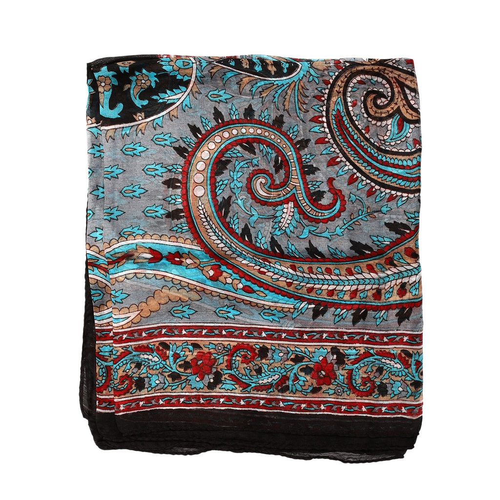 100% satin-Seidenschal, bedruckt mit Kartenmuster, 50x160cm, Schwarz