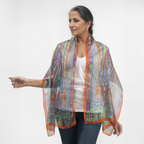 100% Natur Seide, Designer Schal, 50x160 cm, Orange