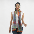 100% Natur Seide, Designer Schal, 50x160 cm, Orange