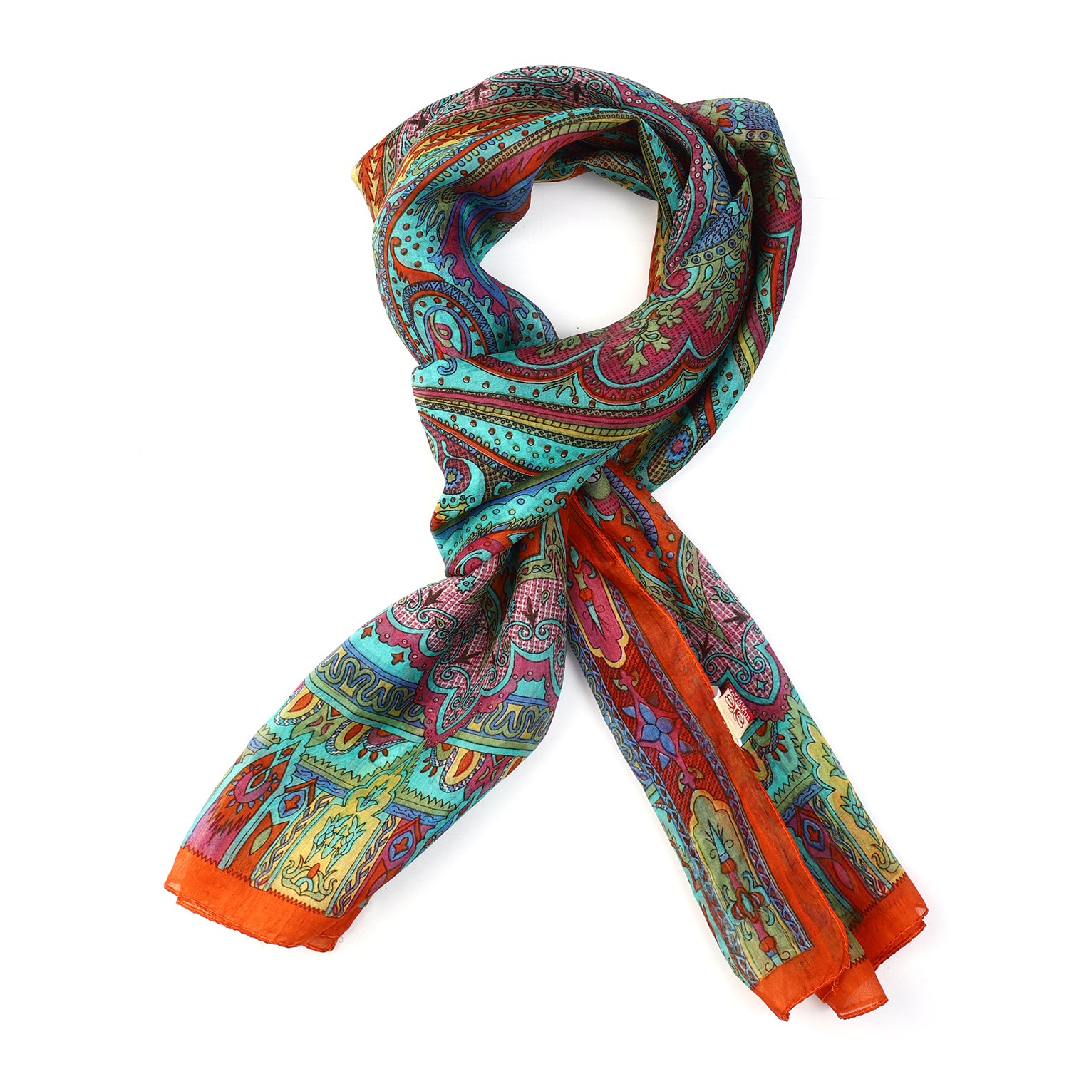100% Natur Seide, Designer Schal, 50x160 cm, Orange