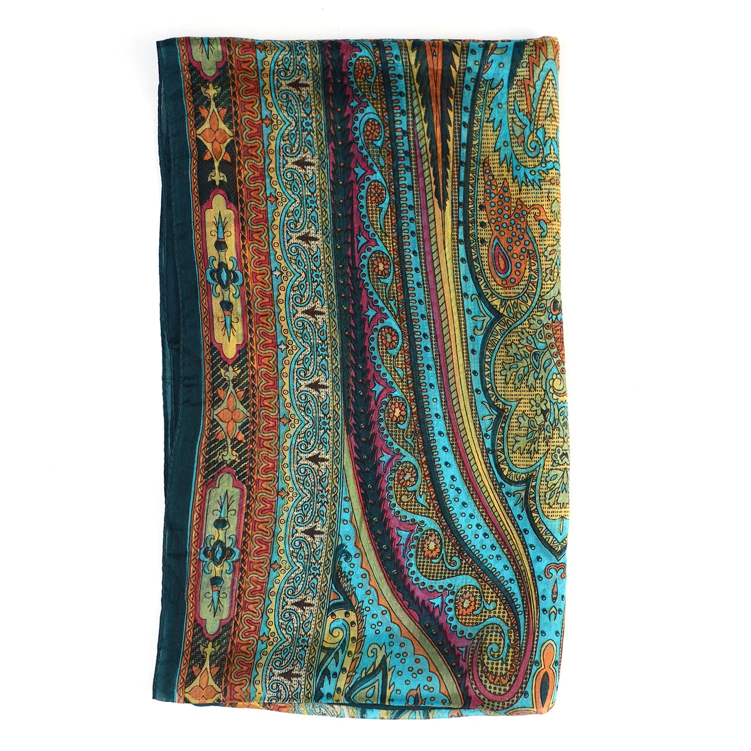 100% Natur Seide, Designer Schal, 50x160 cm, Petrol