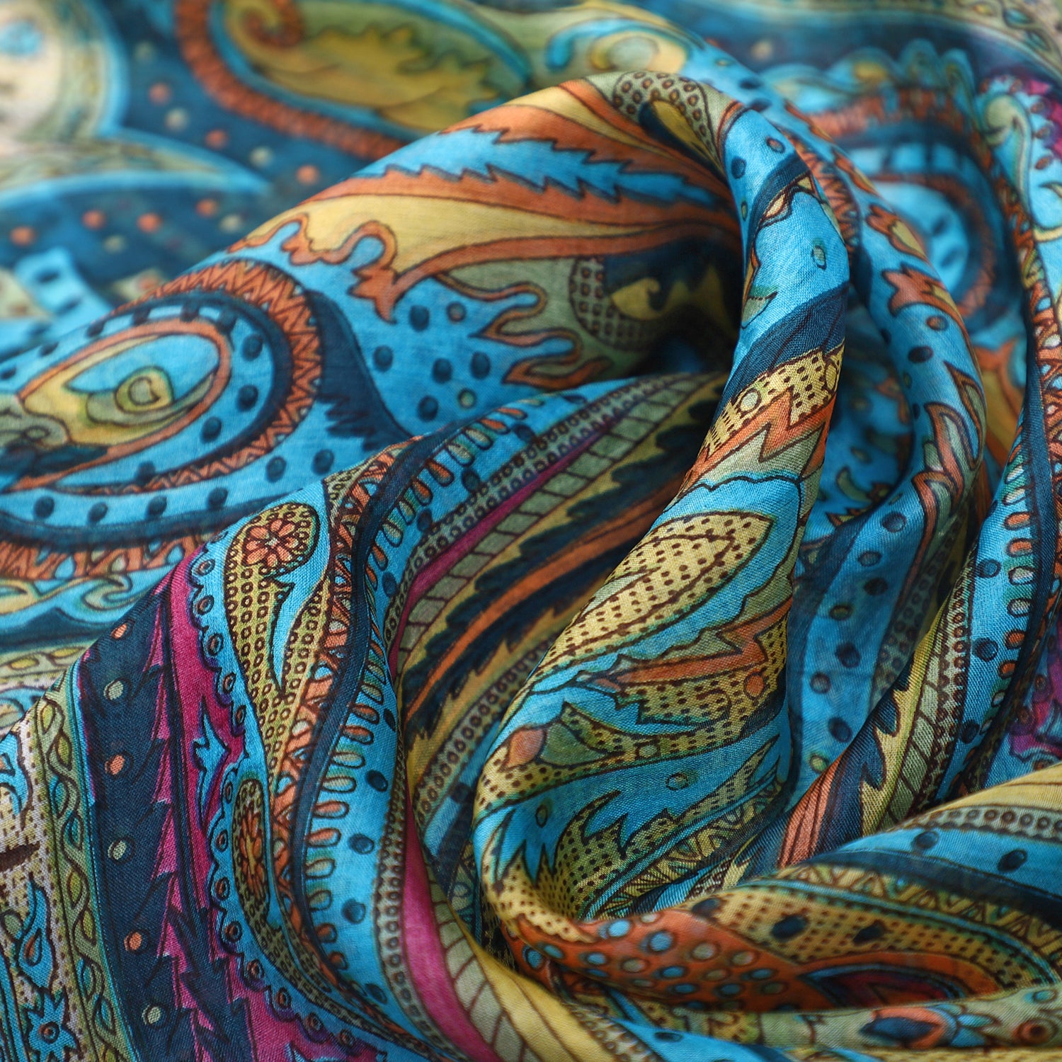 100% Natur Seide, Designer Schal, 50x160 cm, Petrol