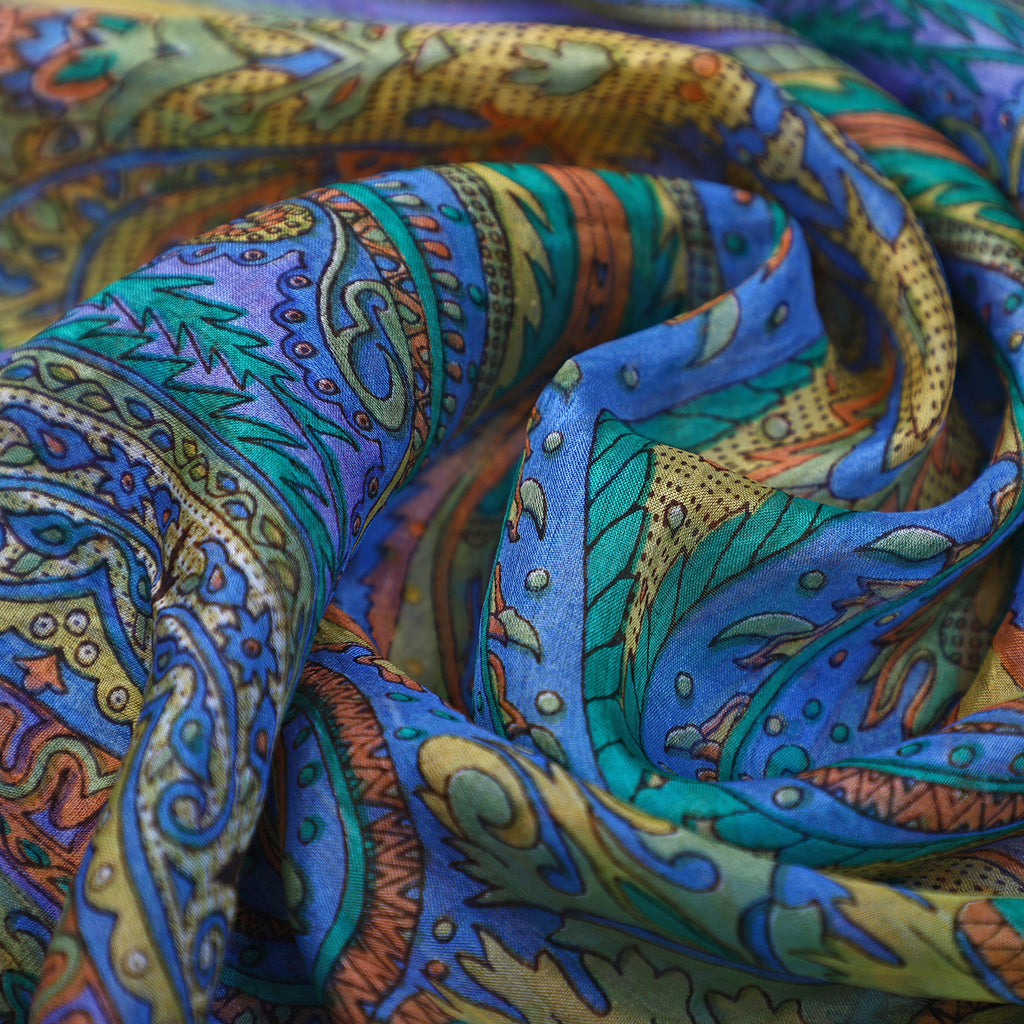 100% Natur Seide, Designer Schal, 50x160 cm, Hellgrün