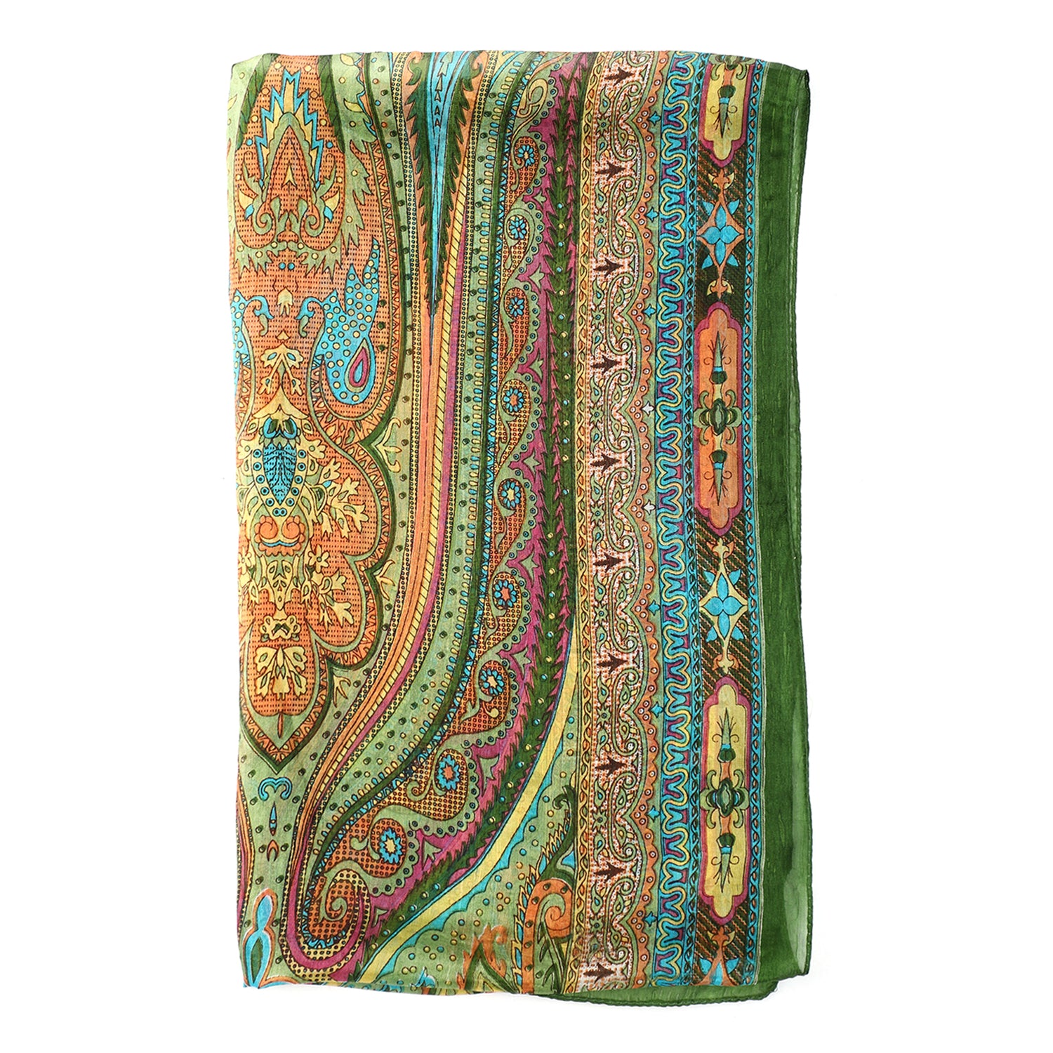 100% Natur Seide, Designer Schal, 50x160 cm, Olivgrün