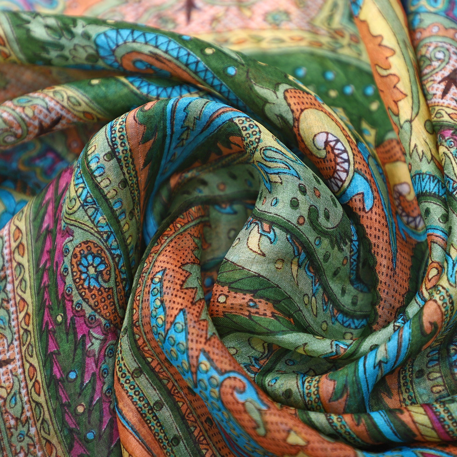100% Natur Seide, Designer Schal, 50x160 cm, Olivgrün
