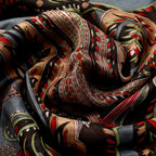 100% Satin-Seidenschal, bedruckt mit Kartenmuster, 50x160cm, schwarz