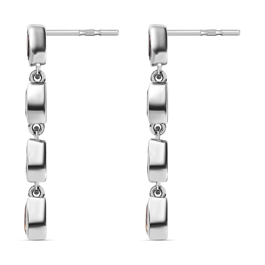 Natürliche mehrfarbiger-Turmalin Ohrhänger, 925 Silber platiniert, ca. 2.44 ct