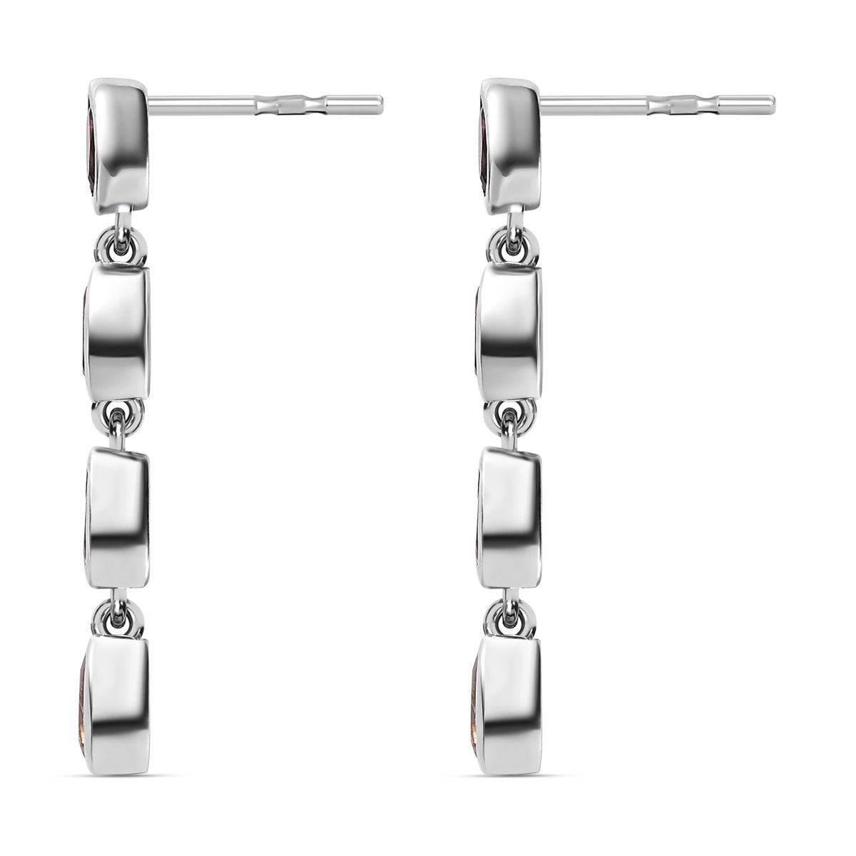 Natürliche mehrfarbiger-Turmalin Ohrhänger, 925 Silber platiniert, ca. 2.44 ct