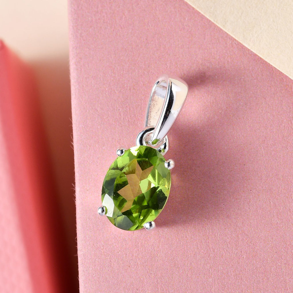 Natürlicher Peridot Anhänger, 925 Silber ca. 1,23 ct