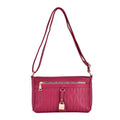 Schultertasche aus Kunstleder, mit mehreren Fächern, Fuchsia