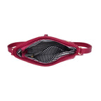 Schultertasche aus Kunstleder, mit mehreren Fächern, 120 cm langem Riemen, 25x16x7 cm, Fuchsia