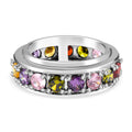 LUSTRO STELLA - Mehrfarbiger Zirkonia Spinning Ring, platiniert (Größe 19.00)