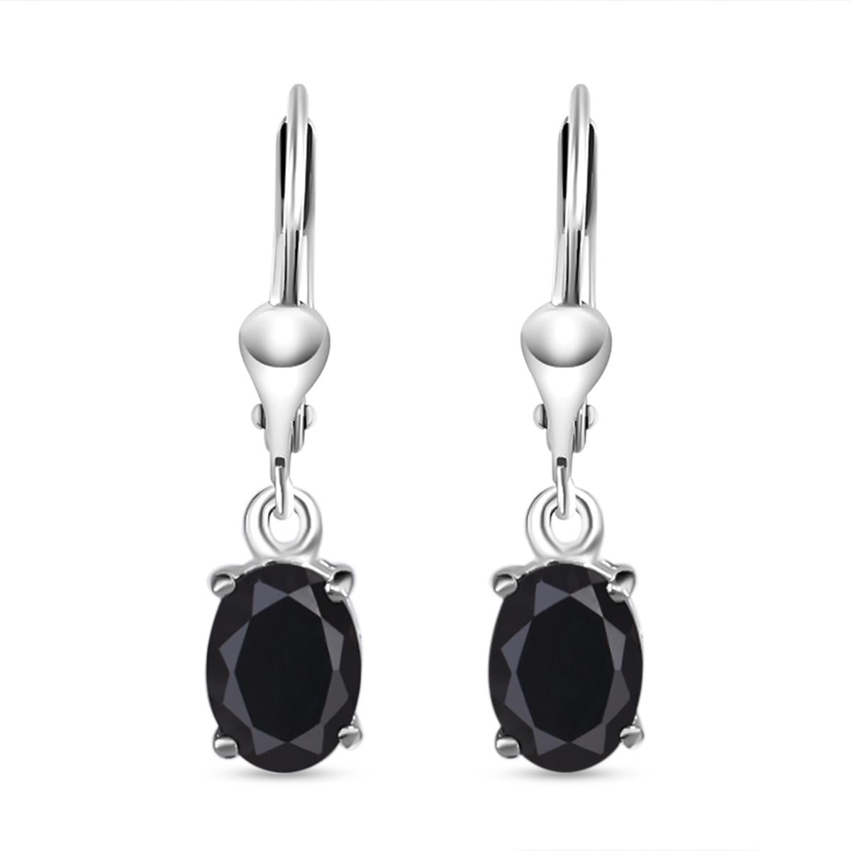 Schwarze Spinell Ohrringe, 925 Silber ca. 2.99 ct
