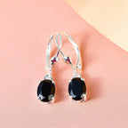 Schwarze Spinell Ohrringe, 925 Silber ca. 2.99 ct