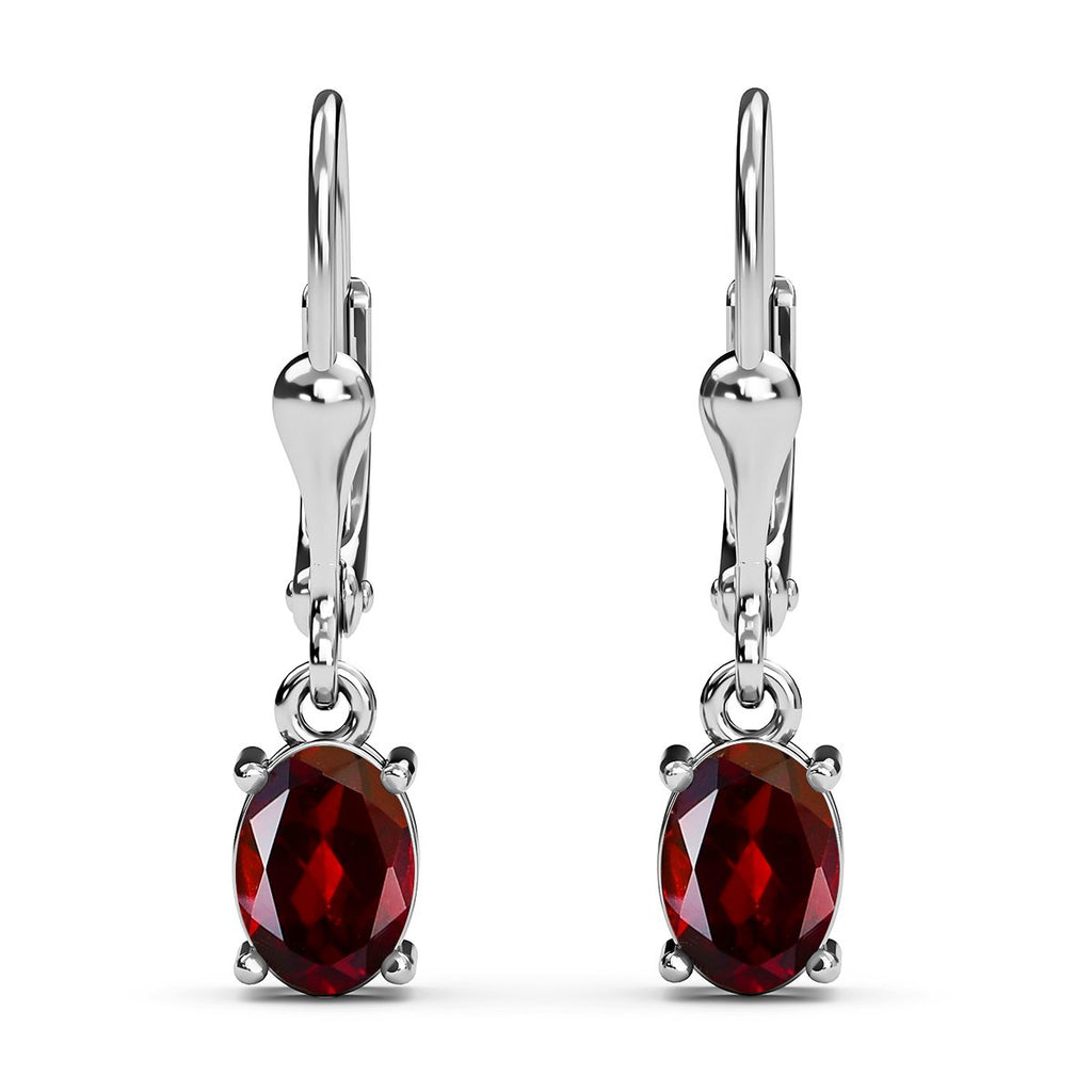 Rote Granat Ohrringe, 925 Silber ca. 2,97 ct